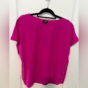 Jones New York Bright Fuchsia Short Sleeve Top